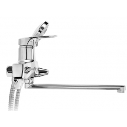 Смеситель для ванной HIGASHI HG03-501 однорычажный, длинный излив, с душевым комплектом, хром