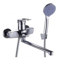 Смеситель для ванной HIGASHI HG03-501 однорычажный, длинный излив, с душевым комплектом, хром