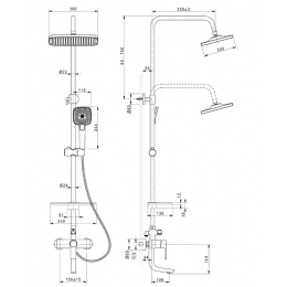 Душевая система Lemark Aura LM0662CH, однорычажная, поворотный излив, тропический душ, штанга, лейка