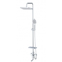 Душевая система Lemark Aura LM0662CH, однорычажная, поворотный излив, тропический душ, штанга, лейка