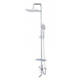 Душевая система Lemark Aura LM0662CH, однорычажная, поворотный излив, тропический душ, штанга, лейка