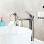 Смеситель для раковины Lemark Bronx LM3709GM высокий Г-излив, с донным клапаном Click/Clac, графит