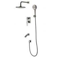 Душевой комплект Lemark Bronx LM3722GM встраиваемый, тропический душ, излив, лейка, графит