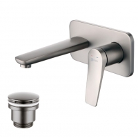 Смеситель для раковины Lemark Bronx LM3726GM, встраиваемый с внутренней частью, графит