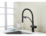 Смеситель для кухни Lemark Bronx LM3761BL, с выходом для фильтра, высокий гибкий излив, черный