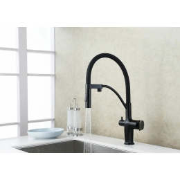 Смеситель для кухни Lemark Bronx LM3761BL, с выходом для фильтра, высокий гибкий излив, черный