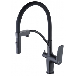 Смеситель для кухни Lemark Bronx LM3761BL, с выходом для фильтра, высокий гибкий излив, черный