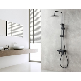 Смеситель для душа Lemark Bronx LM3762BL, однорычажный, излив, трописческий и ручной душ, черный