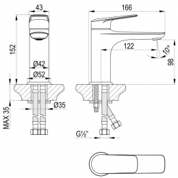 Смеситель для раковины Lemark Verba LM11406C, однорычажный, средний Г-излив