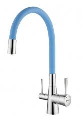 Смеситель для кухни Lemark Comfort LM3075C-SkyBlue подключение к фильтру, гибкий излив, хром/голубой