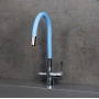 Смеситель для кухни Lemark Comfort LM3075C-SkyBlue подключение к фильтру, гибкий излив, хром/голубой