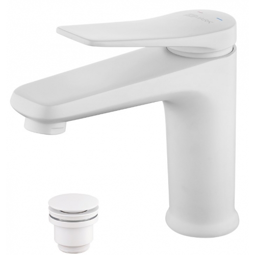 Смеситель для раковины Lemark Bronx LM3706MW однорычажный, с донным клапаном Click/Clack, белый купить в интернет магазине Санрай73