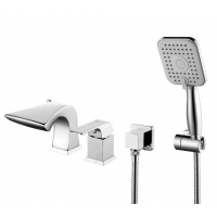 Смеситель для ванны Lemark Unit LM4547C, встраиваемый на борт, каскадный излив, ручной душ