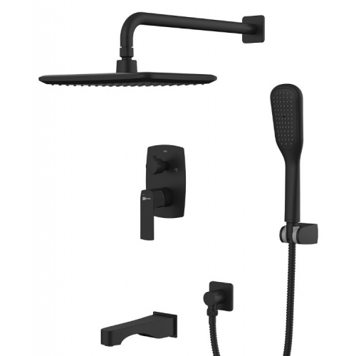 Душевой комплект Lemark Ursus LM7222BL встраиваемый, тропический душ, излив, ручной душ, черный купить в интернет магазине Санрай73