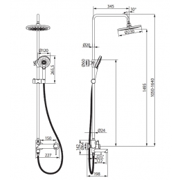 Душевая система Lemark Minima LM3862C, однорычажная, излив, тропический душ, лейка, штанга, полочка