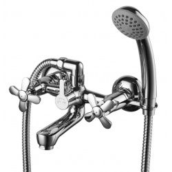 Смеситель для ванны Lemark Partner LM6542C, двухвентильный, короткий излив, с ручной лейкой