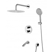 Душевой комплект Lemark Yeti LM7822C термостатический, встраиваемый, тропический душ, излив, лейка