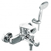 Смеситель для ванны Lemark Point LM0314C, однорычажный, короткий излив, с ручной лейкой, хром