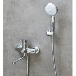 Смеситель для ванны Lemark Point LM0317C, однорычажный, длинный излив, ручная лейка