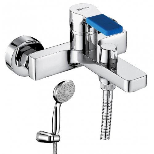 Смеситель для ванны Lemark Aura LM0614C, однорычажный, короткий излив, с ручной лейкой, хром купить в интернет магазине Санрай73