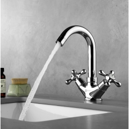 Смеситель для раковины Lemark Standard LM2107C, двухвентильный, U-излив, хром