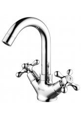 Смеситель для раковины Lemark Standard LM2107C, двухвентильный, U-излив, хром
