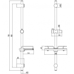 Штанга душевая Lemark LM3775GM, с мыльницей, графит