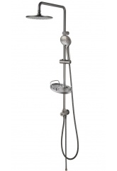 Душевой гарнитур Lemark Bronx LM3788GM, тропический душ, штанга, ручной душ, полочка, графит
