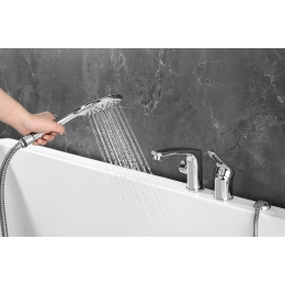 Смеситель для ванны Lemark Luna LM4147C, встраиваемый на борт на 3 отверстия, короткий излив, хром