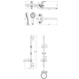 Комплект для ванны и душа Lemark LM7305C смеситель универсальный, душевая стойка, хром