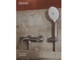 Смеситель для ванны Lemark Karelia LMF-2022S-B, однорычажный, короткий излив, с ручным душем, никель