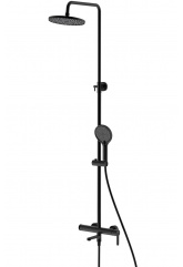 Душевая система Lemark Ladoga LMF-0726B-BL, короткий излив, тропический душ, штанга, лейка, черный