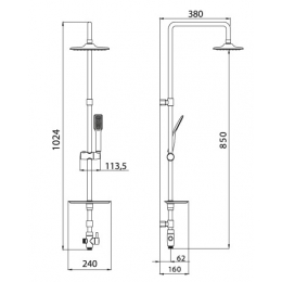 Душевой гарнитур Lemark LM8804C, тропический душ, штанга, ручной душ, полочка