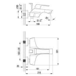 Смеситель для ванны Lemark UNIT LM4502C, однорычажный, короткий излив, с ручной лейкой