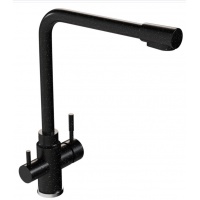 Смеситель для кухни Mixline ML-GS13 черный (308), с выходом для фильтра, высокий Г-излив