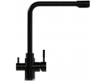 Смеситель для кухни Mixline ML-GS13 черный (308), с выходом для фильтра, высокий Г-излив