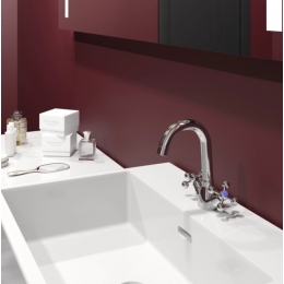 Смеситель для раковины Mixline ML07-04, двухвентильный, средний излив, без подводки