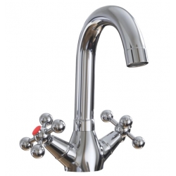 Смеситель для раковины Mixline ML07-04, двухвентильный, средний излив, без подводки