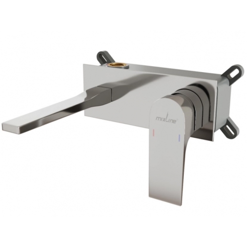 Смеситель для раковины Mixline Pure ML42-082, настенный, однорычажный, короткий излив, хром купить в интернет магазине Санрай73