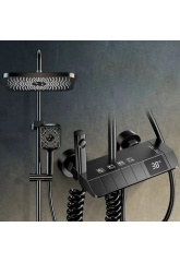 Душевой комплект черный матовый 849, индикация температуры, клавиши