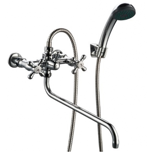 Смеситель для ванны и умывальника Профсан Стандарт-Б PSM-150-К89, двухвентильный, душ, хром купить в интернет магазине Санрай73