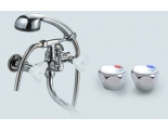 Смеситель для ванны и умывальника Профсан Стандарт-А PSM-156-04, двухвентильный, душ, хром