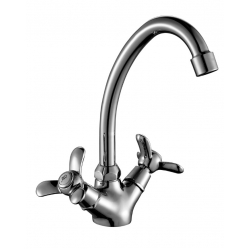 Смеситель для кухни Rossinka Q02-71, двухвентильный, высокий излив