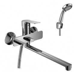 Смеситель для ванны Rossinka RS27-33, однорычажный, длинный излив, с душевой лейкой