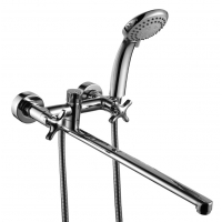 Смеситель для ванны Rossinka RS39-84, двухвентильный, длинный излив, с душевой лейкой