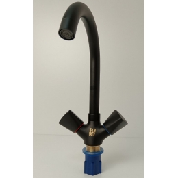 Смеситель для кухни Sanday SD450605-07, двухвентильный, поворотный излив, черный