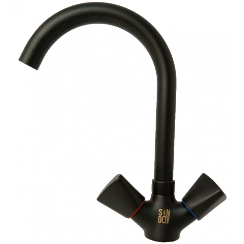 Смеситель для кухни Sanday SD450605-07, двухвентильный, поворотный излив, черный купить в интернет магазине Санрай73