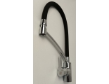 Смеситель для кухни Sanday SD567704-07, однорычажный, высокий гибкий излив, хром/черный