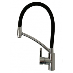 Смеситель для кухни Sanday SD567704-07, однорычажный, высокий гибкий излив, хром/черный