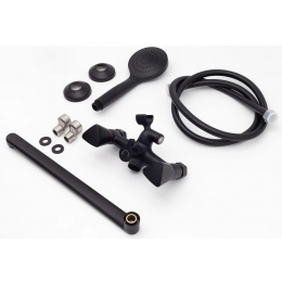 Смеситель для ванны Sanday SD630705-07, двухвентильный, длинный излив, с душевой лейкой, черный